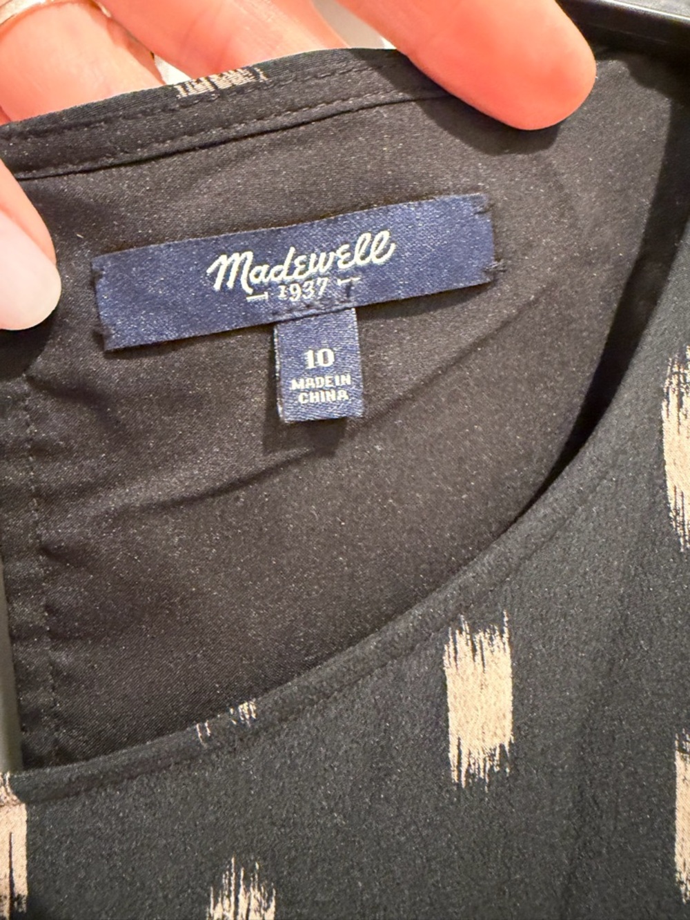 Madewell Women’s Ikat  Brushed Silk Maxi Dress Black/Cream SZ: 10 - Picture 7 of 11